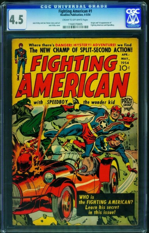 FIGHTING AMERICAN #1-CGC 4.5 1954-PRIZE-ORIGIN-SIMON-KIRBY 1168370005