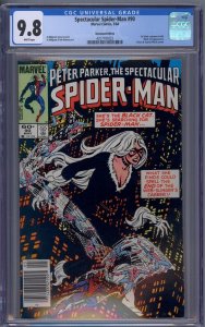 SPECTACULAR SPIDER-MAN #90 CGC 9.8 1ST BLACK COSTUME NEWSSTAND WHITE PAGES