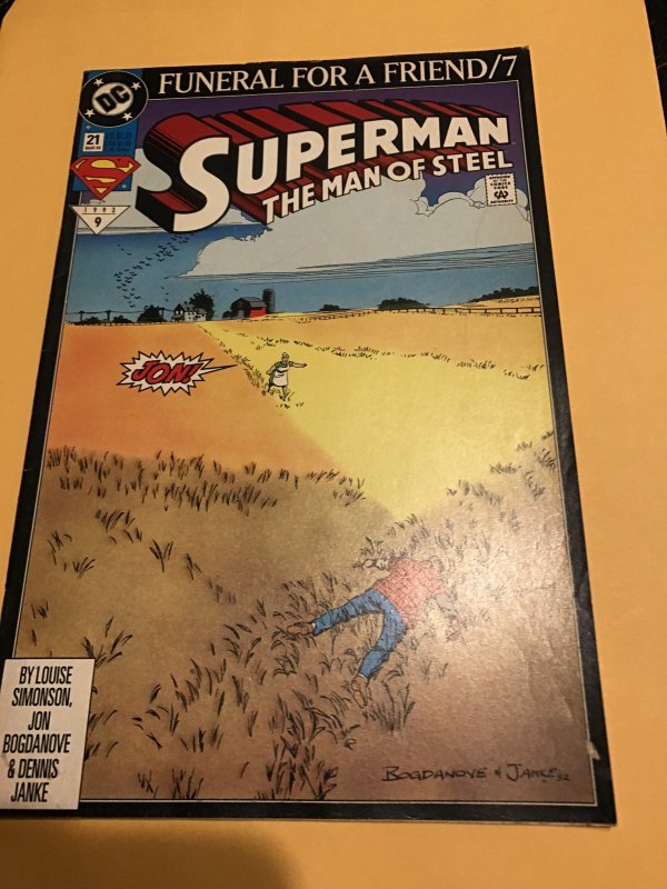 SUPERMAN MAN OF STEEL #21 : DC comics May 1993 Fn+; Funeral for a Friend part 7