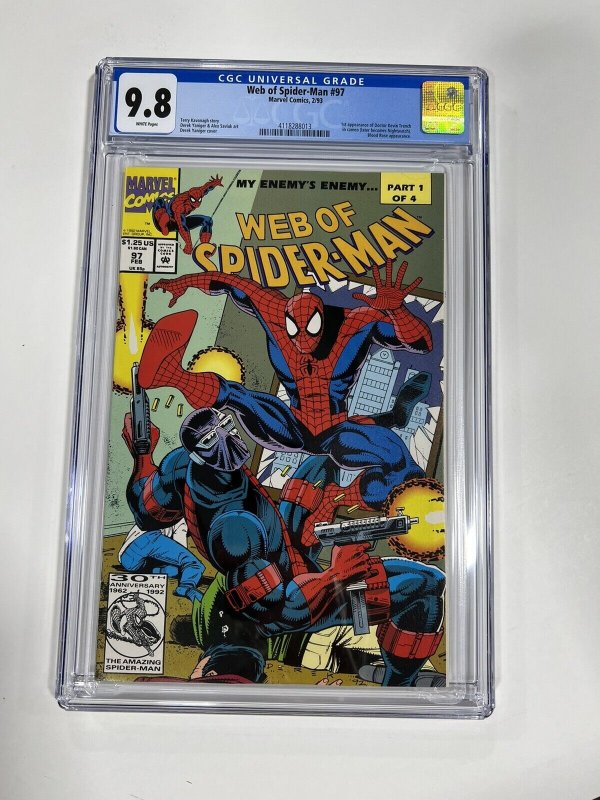 WEB OF SPIDER-MAN 97 CGC 9.8 1ST KEVIN TRENCH WHITE PAGES MARVEL 1993