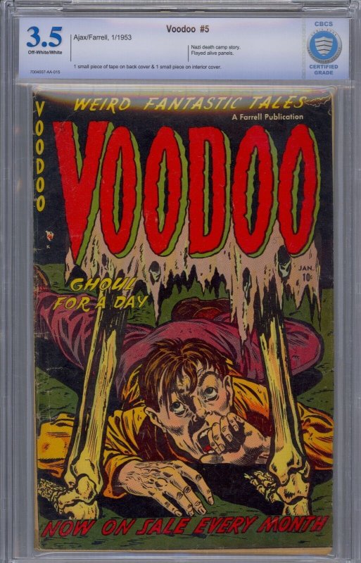 VOODOO #5 CBCS 3.5 NAZI DEATH CAMP STORY PRE-CODE HORROR NOT CGC