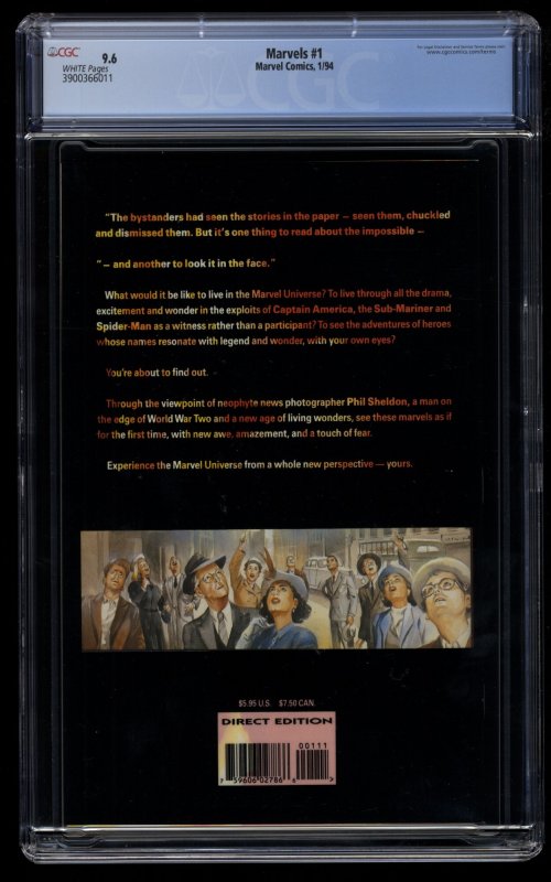 Marvels #1 CGC NM+ 9.6 White Pages