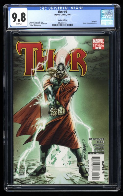 Thor #5 CGC NM/M 9.8 White Pages J. Scott Campbell Variant 1st Lady Loki!