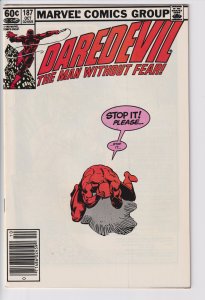 DAREDEVIL #187 NEWSSTAND (Oct 1982) VF 8.0 off white to white!