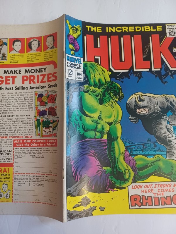 Incredible Hulk #104 - Rhino - 1968 - VF
