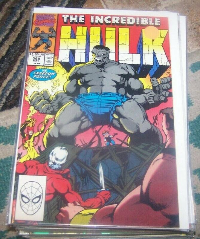 Incredible Hulk  # 369  MAY 1990 Marvel joe fixit grey hulk  vegas FREEDOM FORCE