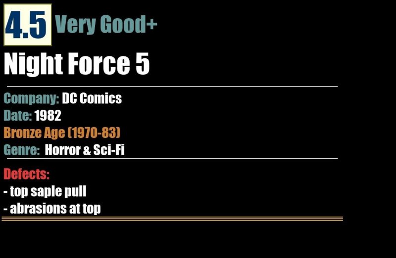 Night Force 5 (1982) VG+ Bronze Age DC Comics