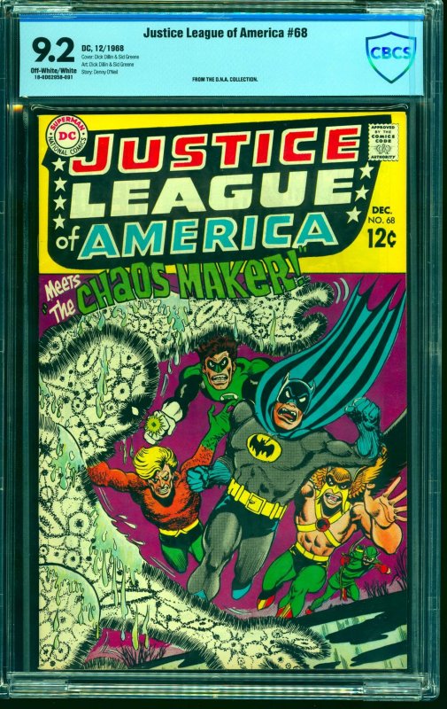 Justice League Of America #68 CBCS NM- 9.2 Off White to White DC Comics