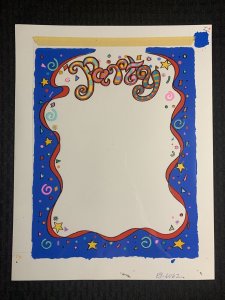 PARTY LETTERING with Stars & Ribbon Border 11x14 Greeting Card Art #6062