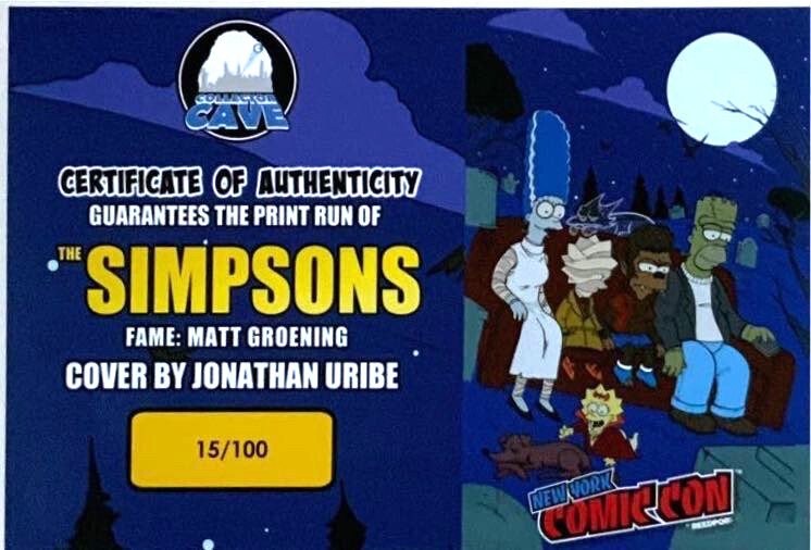 FAME: THE SIMPSONS NYCC 2025 JONATHAN URIBE TREE HOUSE OF HORROR VARIANT SET COA