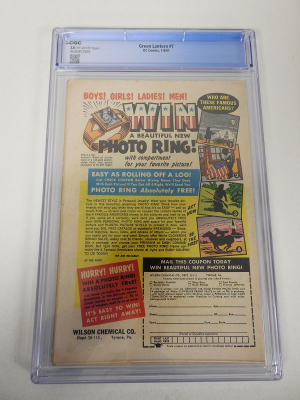 Green Lantern #7 (1961) CGC 3.0 1st Appearance of Sinestro!