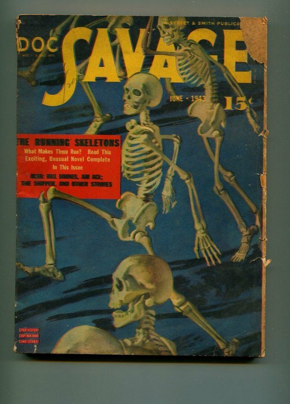 DOC SAVAGE JUNE 1943-STREET AND SMITH-BILL BARNES-G/VG 