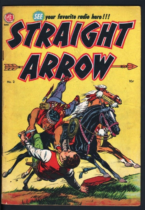 STRAIGHT ARROW #2-RED HAWK BY POWELL-1950-ME COMICS 