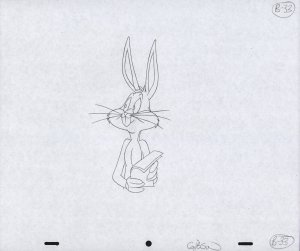 Bugs Bunny Animation Pencil Art - B-33 - Holding Papers - Looking Askance