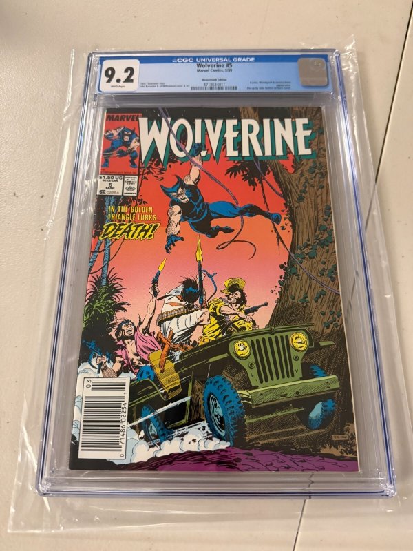 Wolverine # 5 CGC Graded 9.2 Marvel Comic Book 1989 John Bolton Back Cover JH34