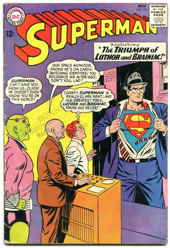 SUPERMAN #173 1964-DC COMICS-LUTHOR-BRAINIAC-TEAM UP vg