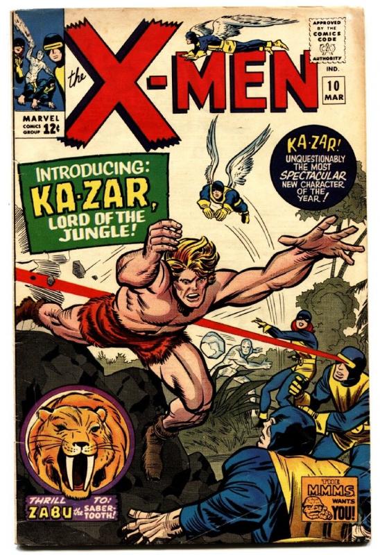 X-men #10 comic book 1965-marvel Comics-1st Ka-Zar KIRBY