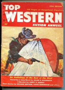 TOP WESTERN FICTION ANNUAL 1954-PULP-THRILLS-ACTION-A LESLIE ROSS COVER-vg