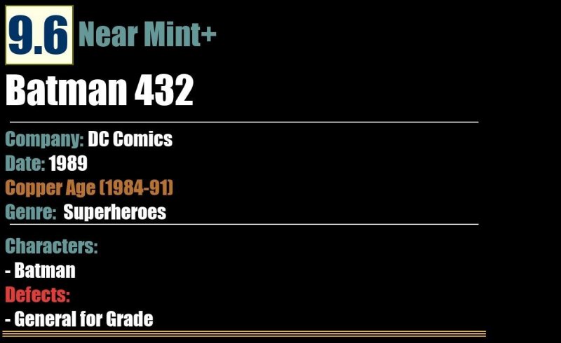 Batman 432 (1989) NM+ DC Comics
