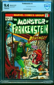 Frankenstein #3 CBCS NM 9.4 Off White to White Marvel Comics