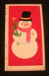 CHRISTMAS Cartoon Snowman w/ Hat Scarf & Star 4x7 Greeting Card Art #12-10