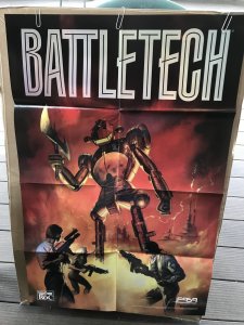 BATTLETECH FASA folded Promo Poster : ROC 1993 34”x22” NM; Boris mech art