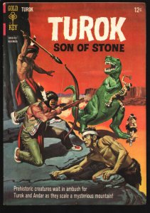 Turok Son Of Stone #48 1965-Gold Key-dinosaur attack cover cover-FN