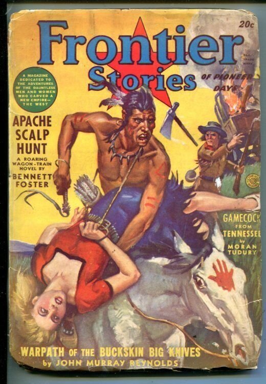 FRONTIER STORIES-SPRING 1942-INDIANS-PULP VIOLENCE-BOUND BLONDE BABE-pr/fr