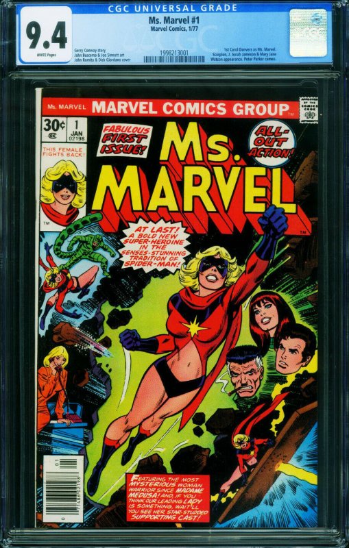 MS. MARVEL #1 First issue-CGC 9.4 Bronze Age Marvel 1998213001