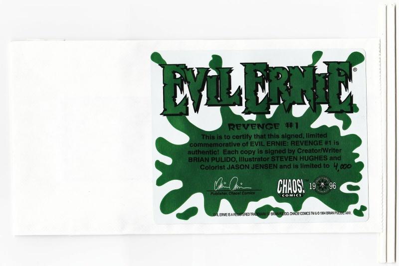 Evil Ernie Revenge #1 CCC Green Foil Ltd Edition Signed 3x w/COA Barf Bag VF/NM