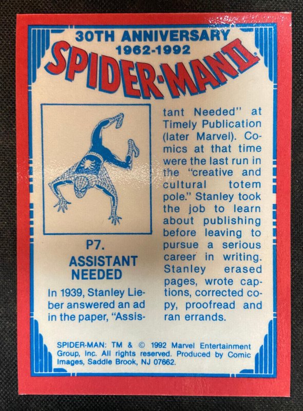 SPIDER-MAN 30TH ANNIVERSARY FOIL CARD 1992 COMIC IMAGES EX-MT 6