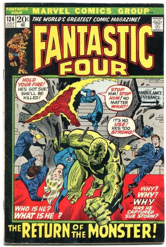 FANTASTIC FOUR #124-BRONZE AGE CLASSIC-HUMAN TORCH FN+