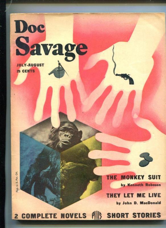 Doc Savage Pulp July 1947- John D MacDonald- Monkey cover FN