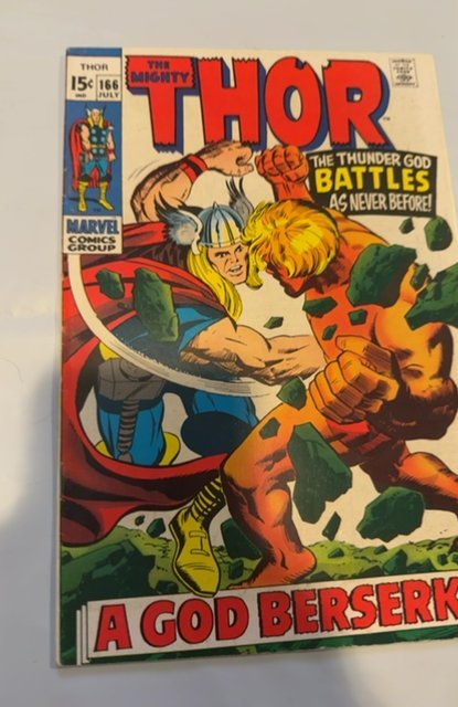 The Mighty Thor #166 (Marvel, 1969) Fine + KEY 2nd Full H.I.M. Warlock app!