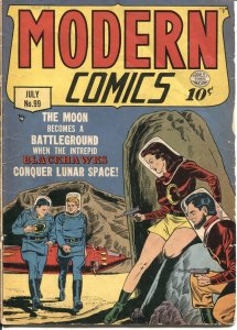 MODERN COMICS #99-1950-BLACKHAWK-MOON TRAVEL-TORCHY-GOOD GIRL ART-- rare book