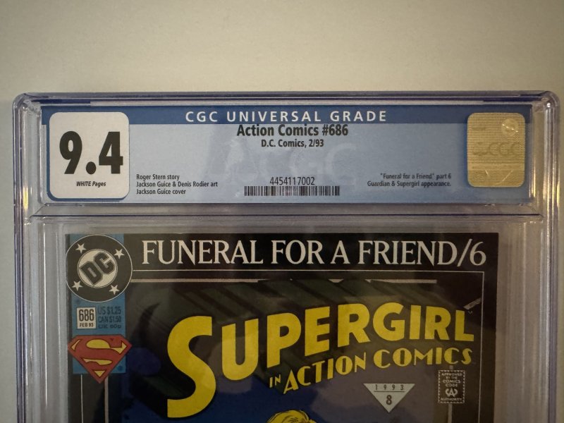 Action Comics #686 Supergirl CGC 9.4 Funeral For A Friend (1993)