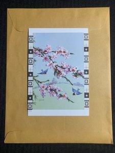 EASTER 2 Blue Birds & Cherry Blossom 5x7.5 Greeting Card Art #E2440 w/ 3 Cards