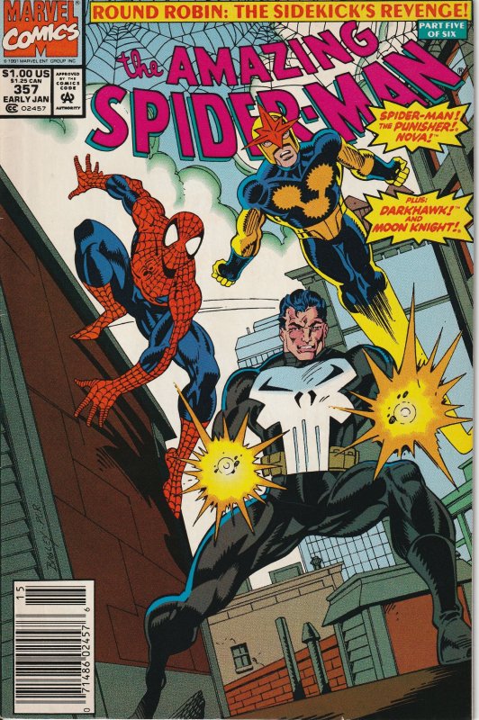 The Amazing Spider-Man #357 (1992) Moon Knight ! Punisher ! Nova ...