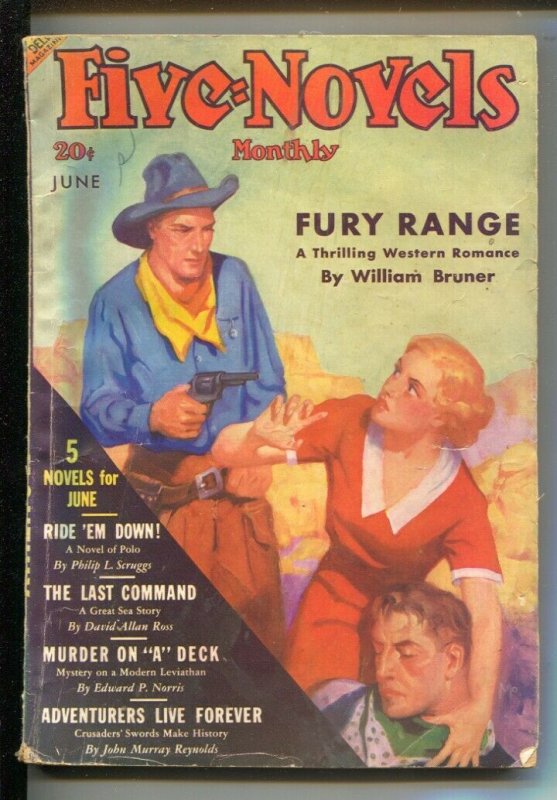 Five-Novels Monthly 6/1936-Dell-Action-adventure-horror-thrills-romance-Weste...