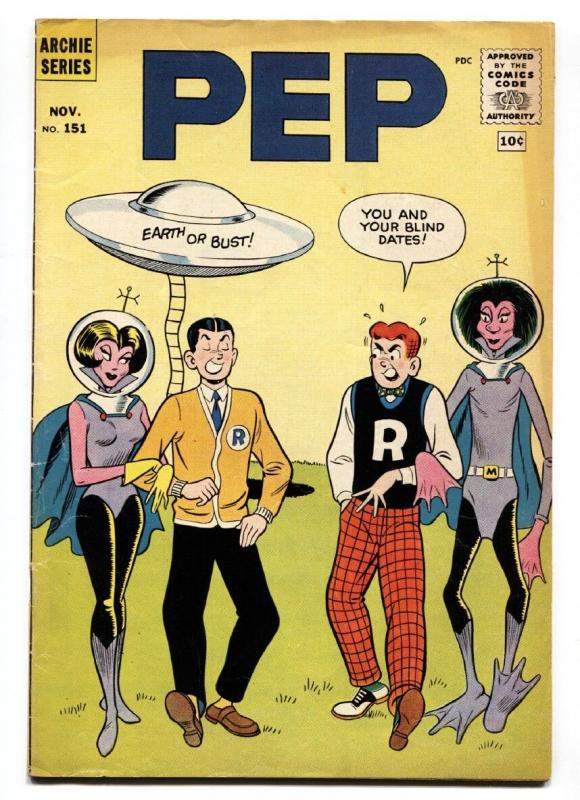 Pep #151 comic book 1961-Archie-flying saucer cover-aliens-Betty-Veronica-VG+