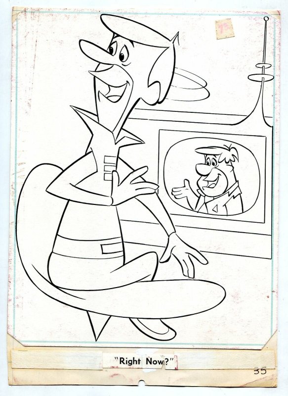 Jetsons Comic Original Art Coloring Book Page Fred Flinstone