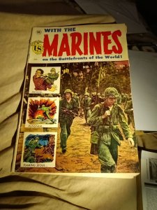 With The Marines #1 Toby Press 1953 Monte Hall John Wayne Golden Age
