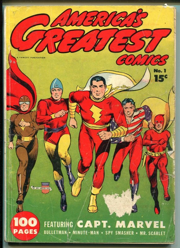 AMERICA'S GREATEST #1 1941-FAWCETT-1ST ISSUE-GIANT-CAPT MARVEL-GHOST-good/vg