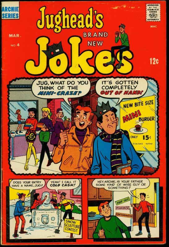 Jughead's Jokes #4 1968- Betty & Veronica mini skirt cover- Archie VG+