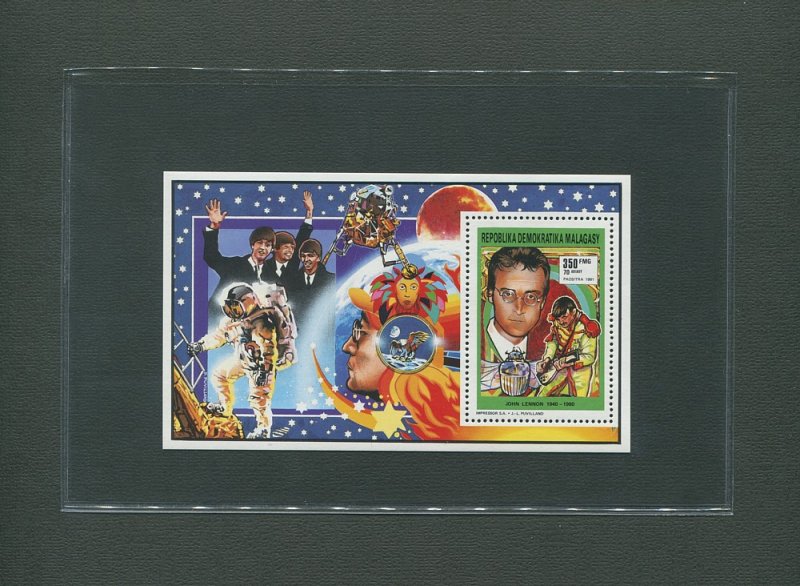 John Lennon Commemorative Madagascar Stamp Sheet  1995