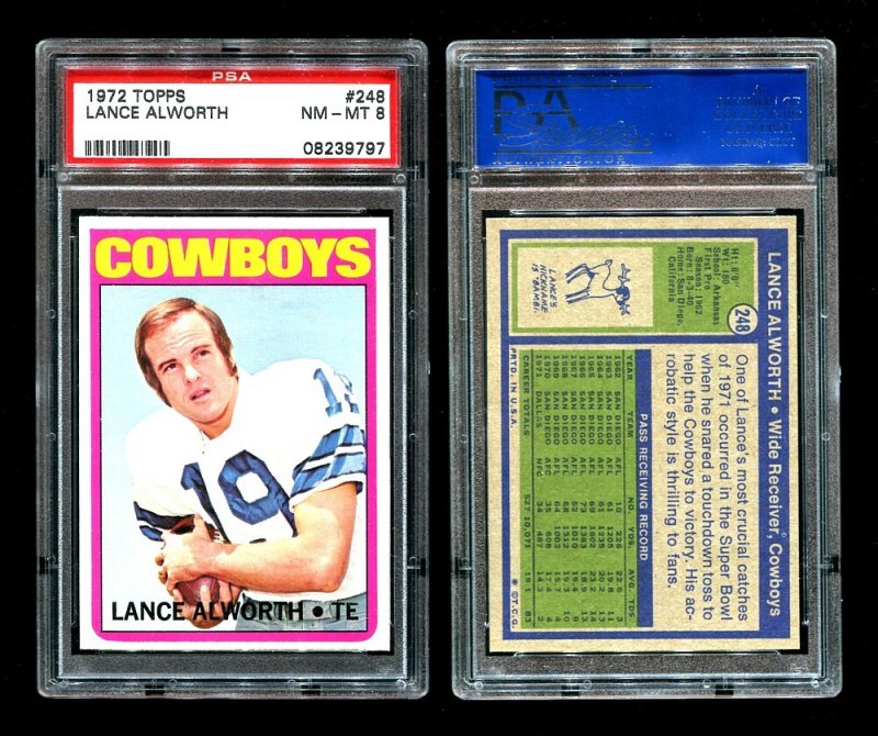 1972 Topps Football Lance Alworth #248  PSA 8  COWBOYS