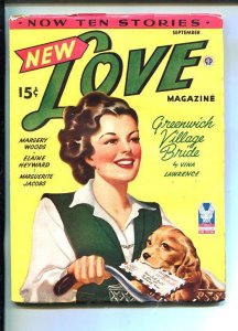 PULP:  NEW LOVE-SEP 1943-ROMANTIC PULP FICTION-PIN-UP GIRL COCKER SPANIEL COV...