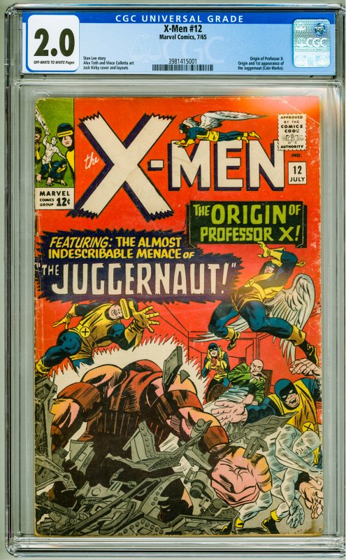 The X-Men #12 (1965) CGC 2.0! 1st Appearance of the Juggernaut! OWW Pages!