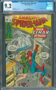 Amazing Spider-Man # 92 CGC Graded 9.2 Iceman Appearance