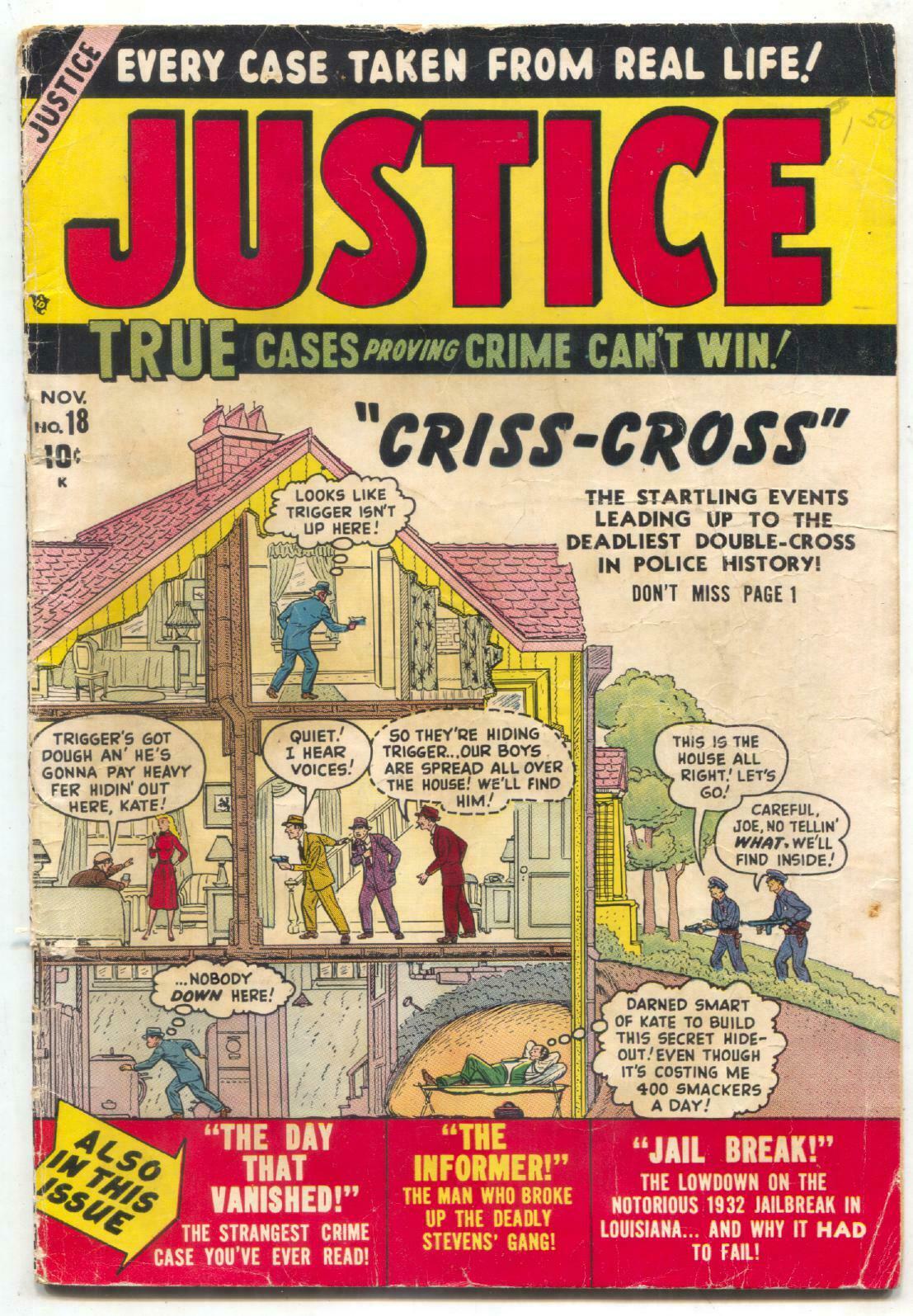 Justice Comics 18 1950 Atlas Crime Comic Jail Break Vg Hipcomic